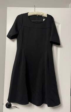 Torrid NWT Black Scuba Fluted Dress Plus Size 12 Elbow Sleeve LBD Work Party